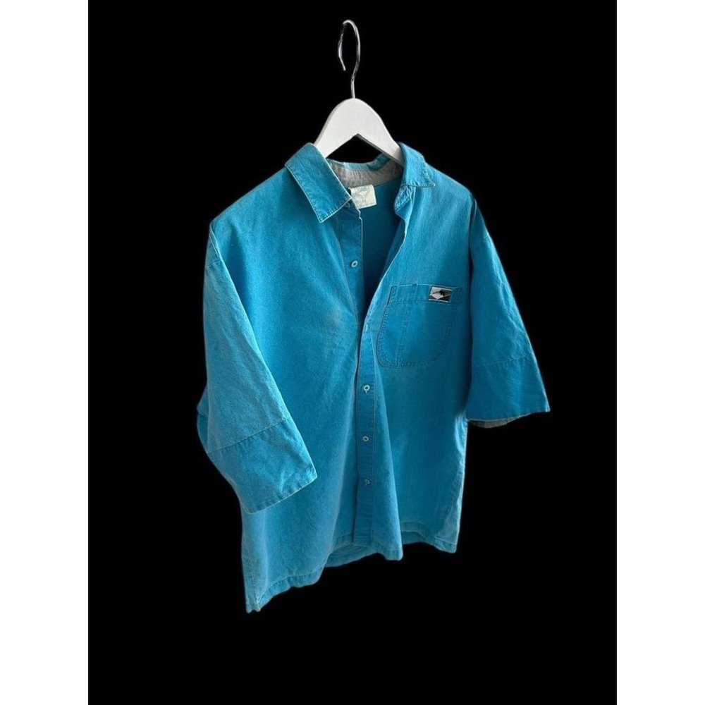 G & S Gordon and‎ Smith Vintage 80's Button Down Short Sleeve Shirt Medium Teal